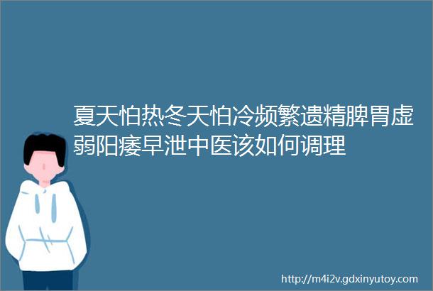 夏天怕热冬天怕冷频繁遗精脾胃虚弱阳痿早泄中医该如何调理